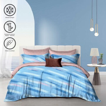 TOMOMI - BED COVER SET LYOCELL TOUCH MOJI BLUE